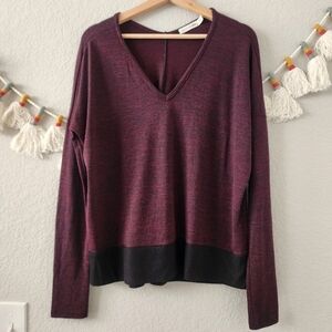 Rag & Bone Burgundy V-neck Long Sleeve Oversized Sweater Top Minimalist Relax SP